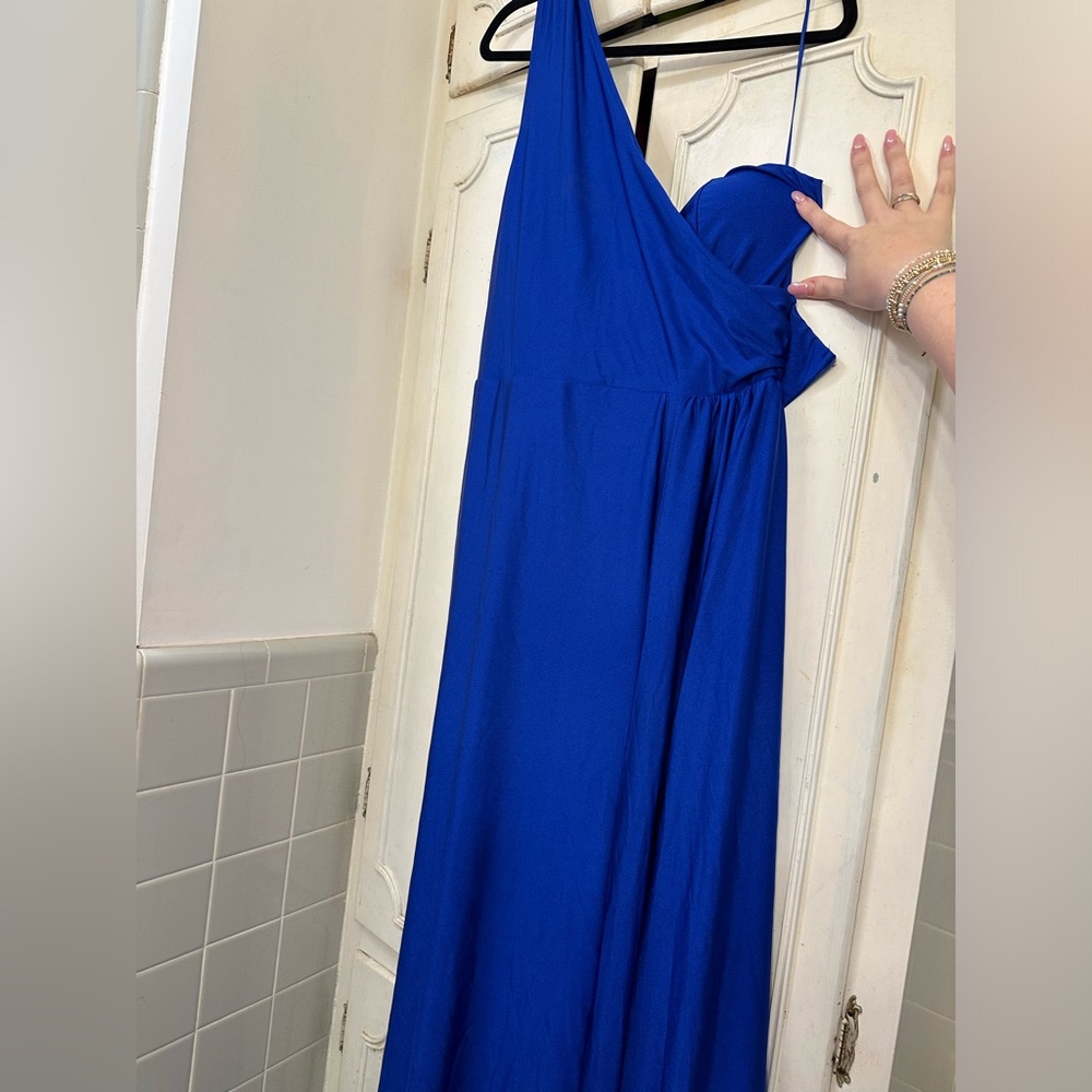 Blue one shoulder maxi formal dress NWT